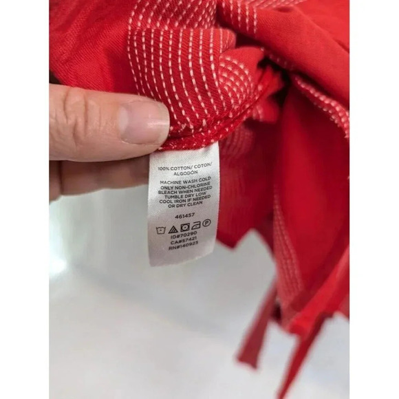 Loft red with white striped wrap around blouse, women's size extra small F3 - Picture 6 of 7
